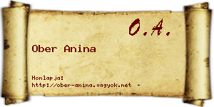 Ober Anina névjegykártya